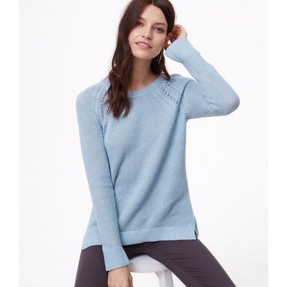 LOFT baby blue crew neck knitted sweater